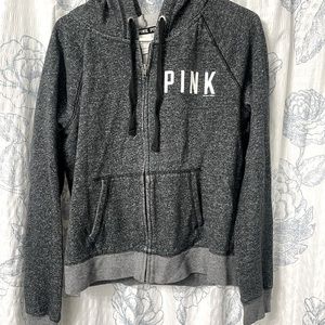 Women’s large PINK Victoria’s Secret grey zip up jacket with hoodie